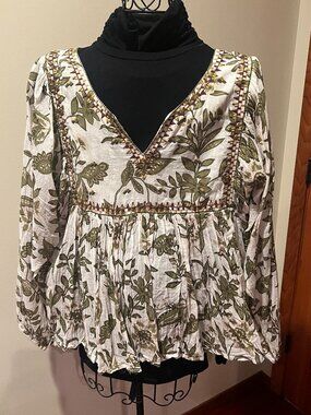 World Market Embroidered Peasant Blouse